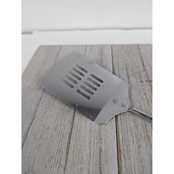 Vintage Chrome Spatula Slotted White Handle 11 3/4" - Picture 2 of 6
